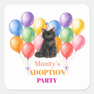 Adoption Party Gotcha day Black Cat Pet Square Sticker