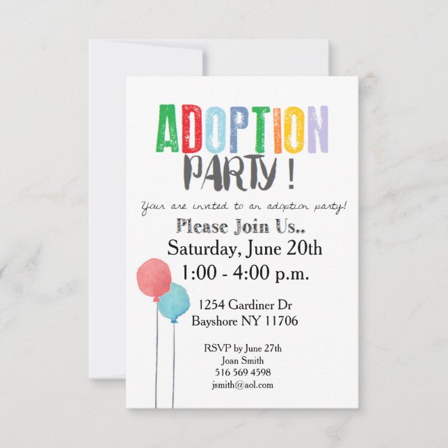 Adoption Party Invites (Front)
