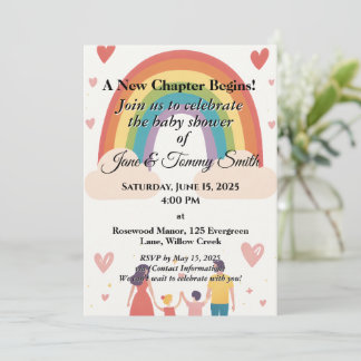 Adoption Rainbow Baby Shower Invitation