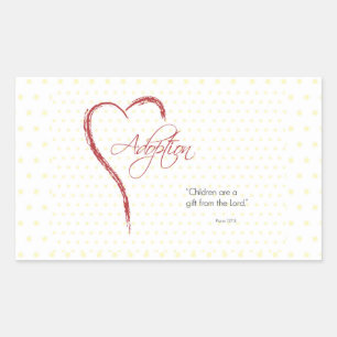 Adoption, Religious, Yellow Dots with Red Heart Rectangular Sticker