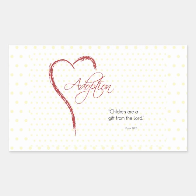 Adoption, Religious, Yellow Dots with Red Heart Rectangular Sticker (Front)