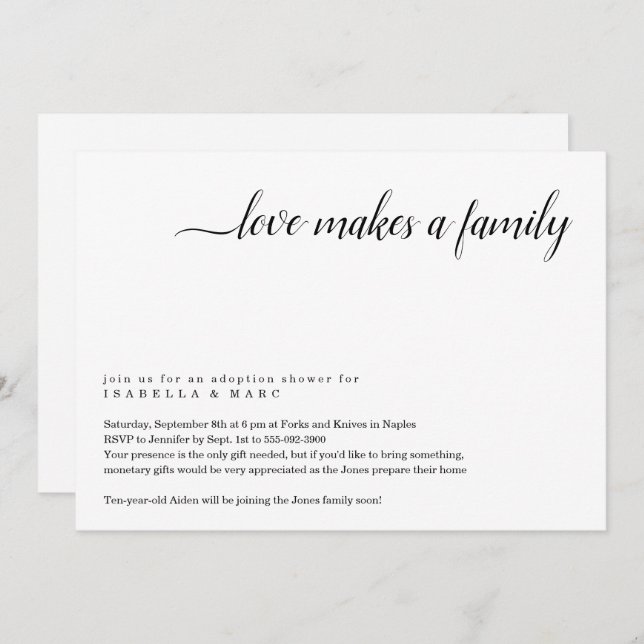 Adoption Shower Invitation (for Older Child) (Front/Back)
