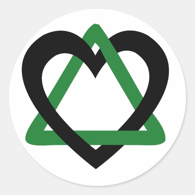 Adoption Triangle Black Green Classic Round Sticker (Front)