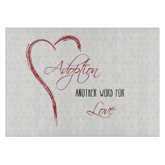 Adoption, Yellow Dots with Red Heart Cutting Board (Front)