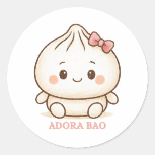 Adora Bao   Cute Pink Bao Bun Illustration  Classic Round Sticker