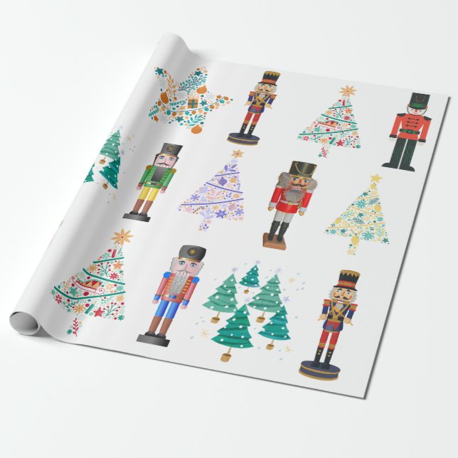 Adorabel cartoon illustration nutcracker Christmas Wrapping Paper (Unrolled)