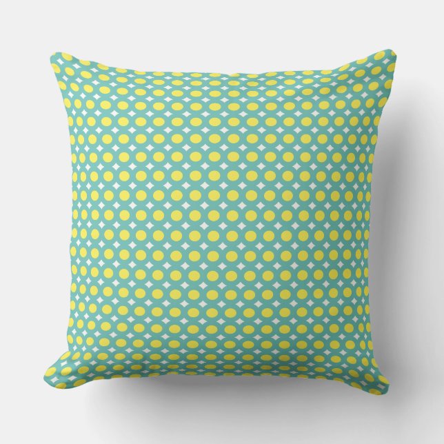 Adorabel cute modern trendy pattern blue yellow cushion (Front)