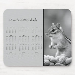AdorablChipmunk: Customize full year 2025 calendar Mouse Pad