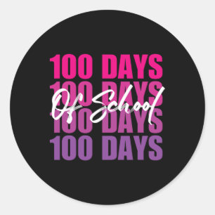 Adorable 100 Days Of School Retro Gradient 100th D Classic Round Sticker