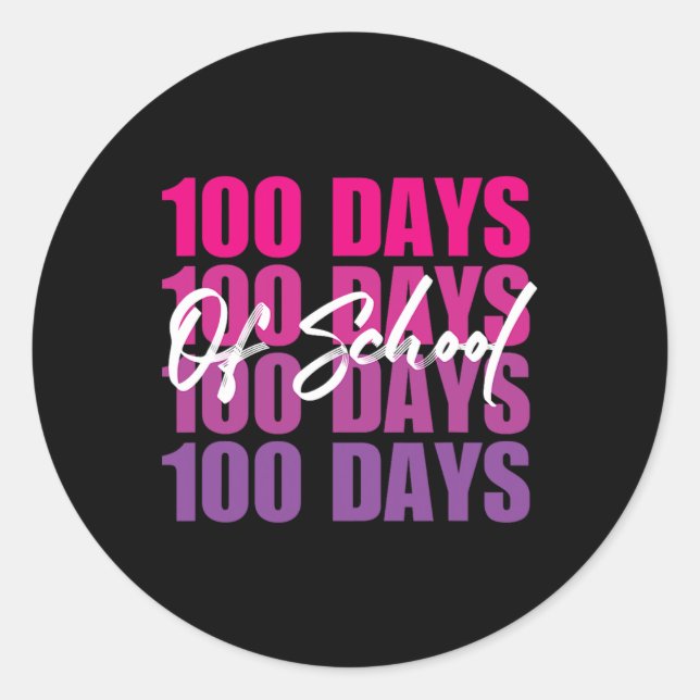 Adorable 100 Days Of School Retro Gradient 100th D Classic Round Sticker (Front)