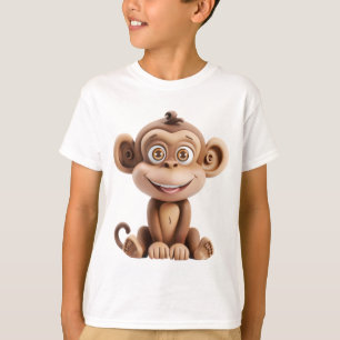 Adorable 3D Monkey – Cute Cartoon Jungle Animal T-Shirt
