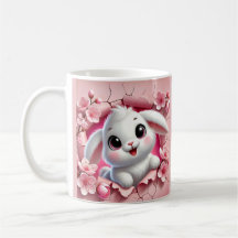 Adorable 3D Rabbit Peeking Through Floral