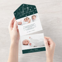 Adorable 4 Photos Christmas Birth Announcement