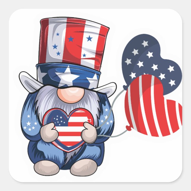 Adorable 4th of July Gnome stickers (Front)