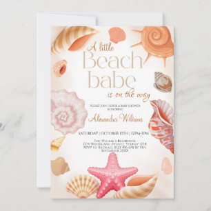 Adorable A Little Beach Babe Baby Shower   Invitation
