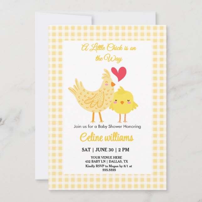 Adorable  A Little Chick is on the Way baby shower Invitation (Front)
