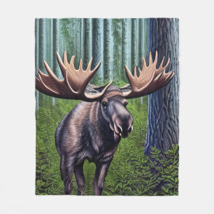 Adorable Abstract Little Moose Fleece Blanket