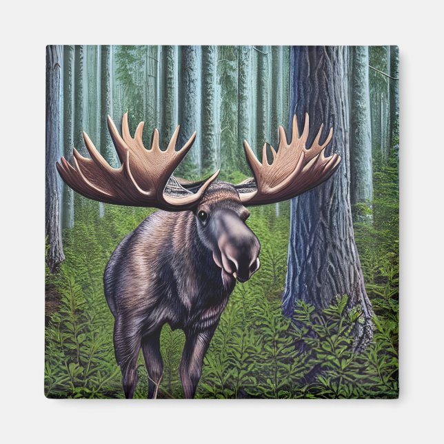 Adorable Abstract Little Moose Magnet (Front)