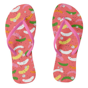 Adorable abstract pattern cute pink white green jandals
