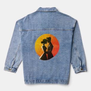 Adorable Affection: Cute Love Couple Heart Design" Denim Jacket