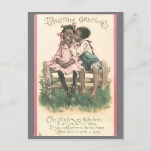 Adorable African American Couple Vintage Valentine Postcard