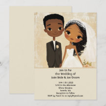 Adorable African American wedding invitation