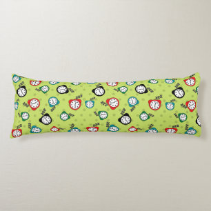 Adorable alarm clock green blue red pattern body cushion