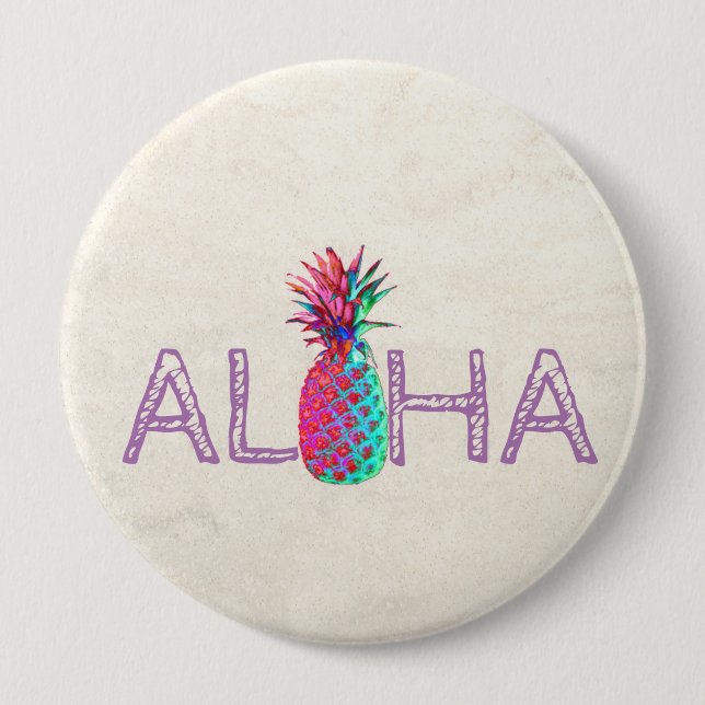 Adorable Aloha Hawaiian Pineapple 10 Cm Round Badge (Front)