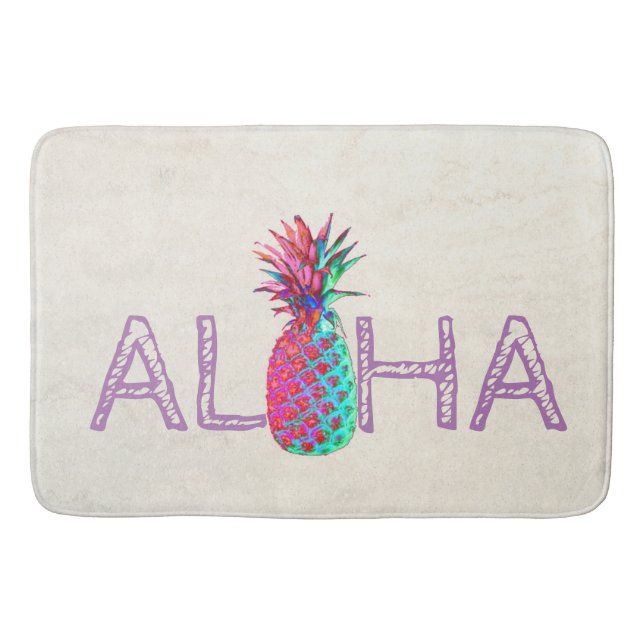 Adorable Aloha Hawaiian Pineapple Bath Mat (Front)
