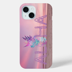 Adorable Aloha Hawaiian Pineapple,Beach Sunset  iPhone 15 Case