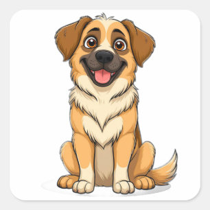 Adorable Anatolian Shepherd Cartoon Dog Square Sticker