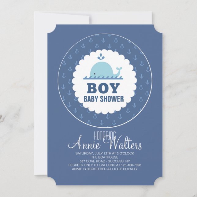 Adorable Anchors Boy Baby Shower Invitation (Front)