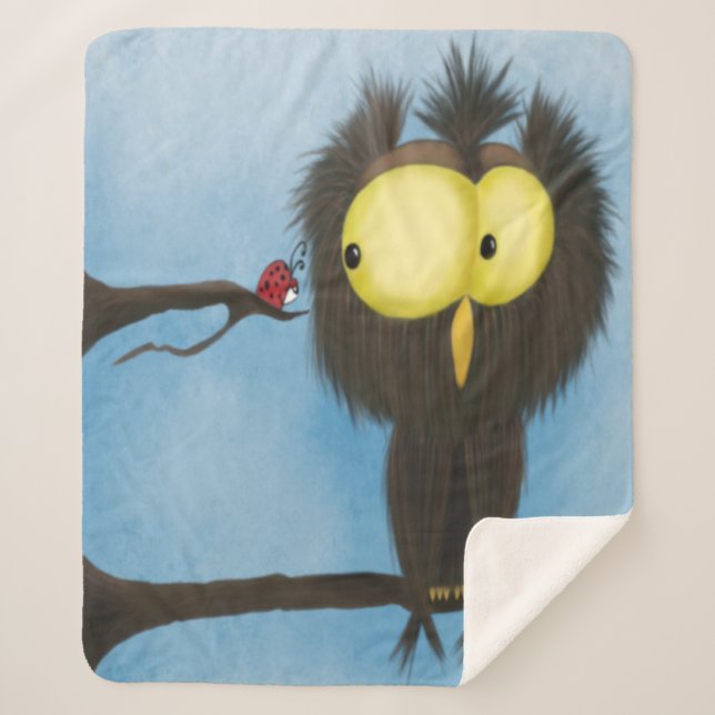 Adorable And Colourful Owl Oliver Sherpa Blanket (Front)