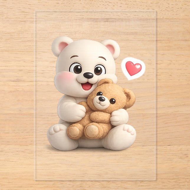  Adorable and Cute Teddy Bear Design Acrylic Invitations (Front)