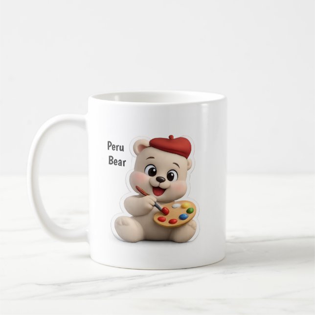 Adorable and Cute Teddy Bear Design Coffee Mug (Left)