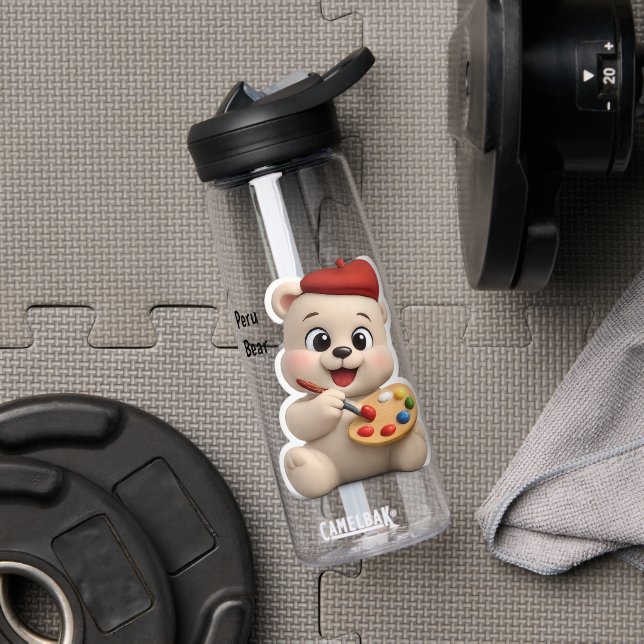 Adorable and Cute Teddy Bear Design Water Bottle (Gym (Rotated))