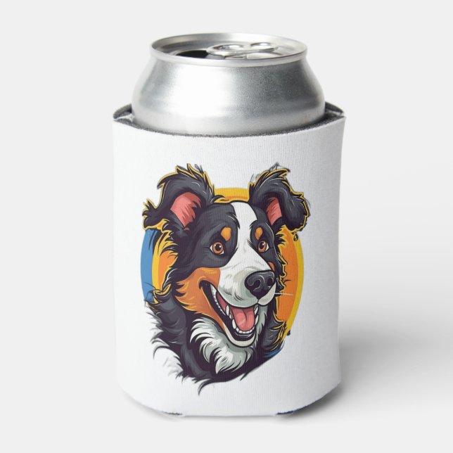 Adorable and Friendly Border Collie  Can Cooler (Can Front)
