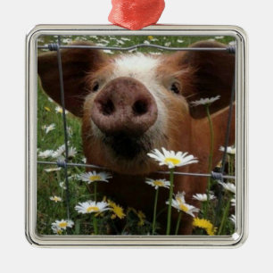 *ADORABLE AND SWEET PIGLET FOR CHRISTMAS* METAL TREE DECORATION