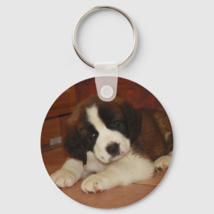 Adorable and Sweet St. Bernard Puppy Key Ring