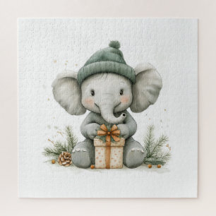 Adorable Animal Christmas Series Baby Elephant Jigsaw Puzzle