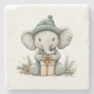 Adorable Animal Christmas Series Baby Elephant Stone Coaster