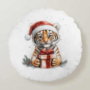 Adorable Animal Christmas Series Baby Tiger Round Cushion