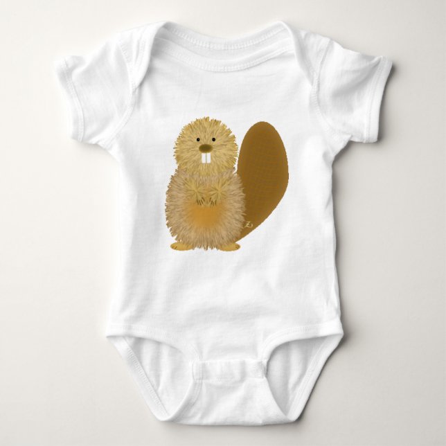Adorable Animal Drawings: Beaver Baby Bodysuit (Front)