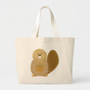 Adorable Animal Drawings: Beaver Large Tote Bag