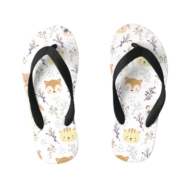 Adorable Animal Head And Floral Pattern Kid's Jandals (Footbed)