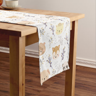Adorable Animal Head And Floral Pattern Short Table Runner