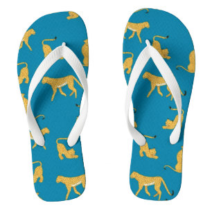 Adorable animal print Cheetah tiger cute chic blue Jandals