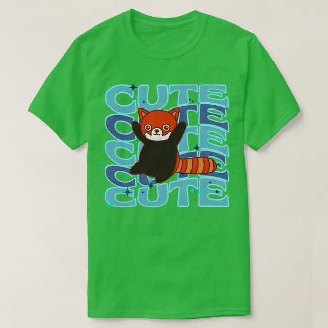 Adorable animals Cute Red Panda Blue Color T-Shirt (Design Front)