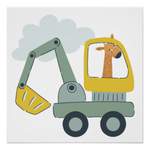 Adorable Animals in a Truck Nursery Art Print
