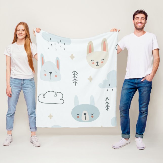Adorable animals pastel pattern kids fleece blanket (In Situ)
